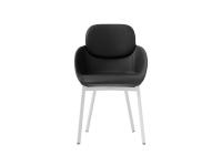 Lollipop Lounge Stuhl aus schwarzem Leder mit weiß lackiertem Metallgestell