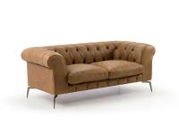 Capitonné-Sofa Bellagio mit Polsterung aus Leder Retrò 301 caramel