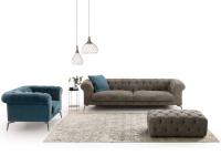 Modernes Capitonné-Sofa mit passendem Sessel und Hocker Bellagio