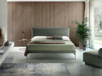 Stilvolles Textilbett mit grünem Stoffbezug und kontrastierenden Details Morgan