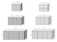 Maßzeichnungen und Abmessungen des Sideboards Fado in den drei verfügbaren Größen