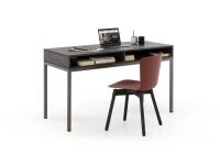 Moderner Schreibtisch mit Metallgestell Egeo, mit offenem Ablagefach unter der Platte