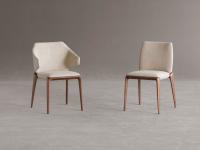 Gepolsterter Stuhl mit Hiru-Massivholzbeinen, erhältlich mit oder ohne Armlehnen