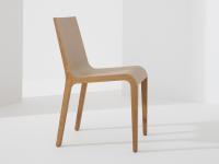 Einteiliger Stuhl aus gebeizter Eiche oder lackiertem Blattholz