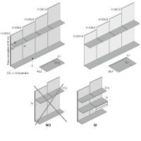 Spezifikationen - Platte (A), Regal (B), Fußbodenbank (C)