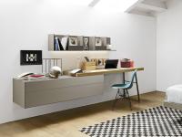 Platzsparender Schreibtisch mit Schubladenelementen California, ideal um eine Arbeitsecke im Schlafzimmer zu gestalten