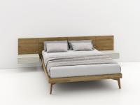 Bett California Wood in Eiche mit Knoten Karamell - das Bett wird immer mit Paneelen und Elementen hergestellt, die am Bettgestell aufgehängt sind