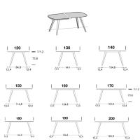 Tisch Santiago, ovale Version - Modell und Maße