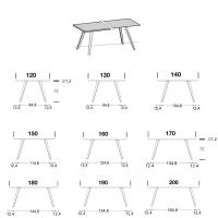Tisch Santiago, rechteckige Version - Modell und Maße