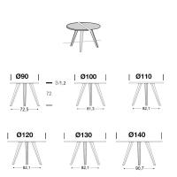 Tisch Santiago, runde Version - Modell und Maße