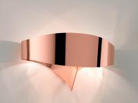 Linfa Wandlampe aus gebogenem Metall mit Lichtschirm aus galvanischem Kupfer
