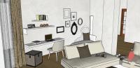 3D Projekt Wohnzimmer/Wohnraum - Sicht Home Office
