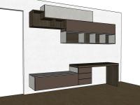 Projekt 3D von einer Wohnwand mit Home Office