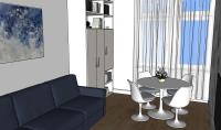 Projektentwurf 3D Wohnzimmer/ Wohnraum - Sicht vom Eingang