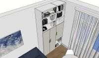 Projektentwurf 3D Wohnzimmer/ Wohnraum - Ansicht des Bücherschrankes