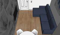 Projektentwurf 3D Wohnzimmer/ Wohnraum- Ansicht Schlafsofa