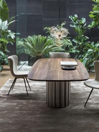 Tisch Dorian, rechteckig, fassförmig, aus Massivholz, Tischlerplatte, von Bonaldo
