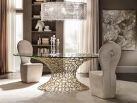 Mondrian ovaler Tisch aus Glas und vergoldetem Metall von Cantori