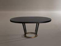 Runder Tisch aus Rohr, der erweitert oval wird, 178 x 128 cm