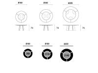 Tisch mit Torii-Eisengestell - Maßskizze der runden Platten - Maß der drehbaren Einlage aus Keramikstein