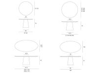 Modellzeichnung und Maße des Velum-Tisches