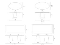 Modellzeichnung und Maße des Velum-Tisches