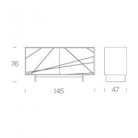 Kompaktes zweitüriges Sideboard Maya - Maße des 2-türigen Modells