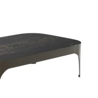 Rechteckiger Tisch Modì mit Platte aus Feinsteinzeug Portoro und mit Struktur aus Metall Bronze Stein