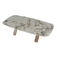 Tisch rechteckig geformt mit Tischplatte in Porzellan Steinzeug und Struktur in Nussbaum 