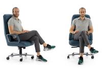 Modalità di seduta della sedia Kiruna con schienale alto