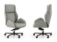 Direktions Sessel mit Lederbezug und Profilen in Kontrast in Samt