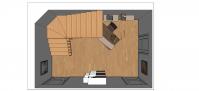 3D-Raumplanung von einem Wohnzimmer - Obenansicht
