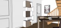 3D-Raumplanung von einem Wohnzimmer - Detail von dem Bücherregal