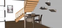 3D-Raumplanung von einem Wohnzimmer - Detail von dem Schreibtisch