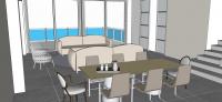 Progettazione 3D Open Space - vista zona pranzo e zona relax