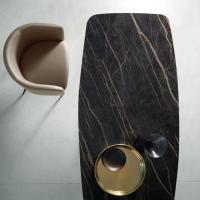 Moderner Tisch mit Keramiktischplatte Shore - Tischplatte Glaskeramik poliert Schwarz Desire