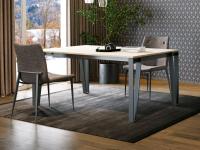 Tisch im Industry Style mit Beinen in Metall Logan - Tischplatte in Melamin zement gebürstet hellgrau