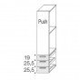 n.1 anta cm h.151,5 + n.3 cassetti con maniglia cm h.70 - +€ 66,97