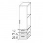 n.1 anta cm h.151,5 + n.3 cassetti con maniglia cm h.70 - +€ 73,31