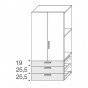 n.2 ante cm h.151,5 + n.3 cassetti con maniglia cm h.70 - +€ 96,84