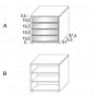 Mod. 5:</br>- SEITE A: n.4 Schubladen Rauchglas</br>- SEITE B: n.3 offene Ablagefächer - +185,20 €