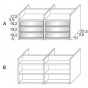 Mod. 2:</br>- SEITE A: n.6 Schubladen Rauchglas + n.2 offene obere Ablagefächer</br>- SEITE B: n.6 offene Ablagefächer - +11,13 €