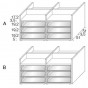 Mod. 3:</br>- SEITE A: n.6 Schubladen Rauchglas + n.2 offene obere Ablagefächer</br>- SEITE B: n.6 Schubladen Rauchglas + n.2 offene obere Ablagefächer - +710,42 €