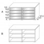 mod. 5:</br>- SIDE  A: n.8 smoked glass drawers</br>- SIDE  B: n.6 open compartments - +€334.62
