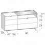 mit 5 Schubladen, offenem Fach und Platte aus Glas - +356,40 €