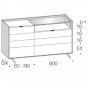 mit 7 Schubladen, offenem Fach und Platte aus Glas - +506,88 €