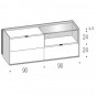 n.3 drawers with open compartment and glass top - +€534.60