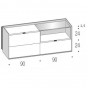 n.3 drawers with open compartment and glass top - +€546.48