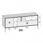 n.1 hinged door, n.1 drop down door, n.2 drawers and 4 open compartments - cm h.68,5