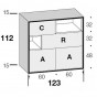 n.2 Flügeltüren, n.1 Klapptür, n.1 Schublade und 2 offene Fächer - H.116,5 cm